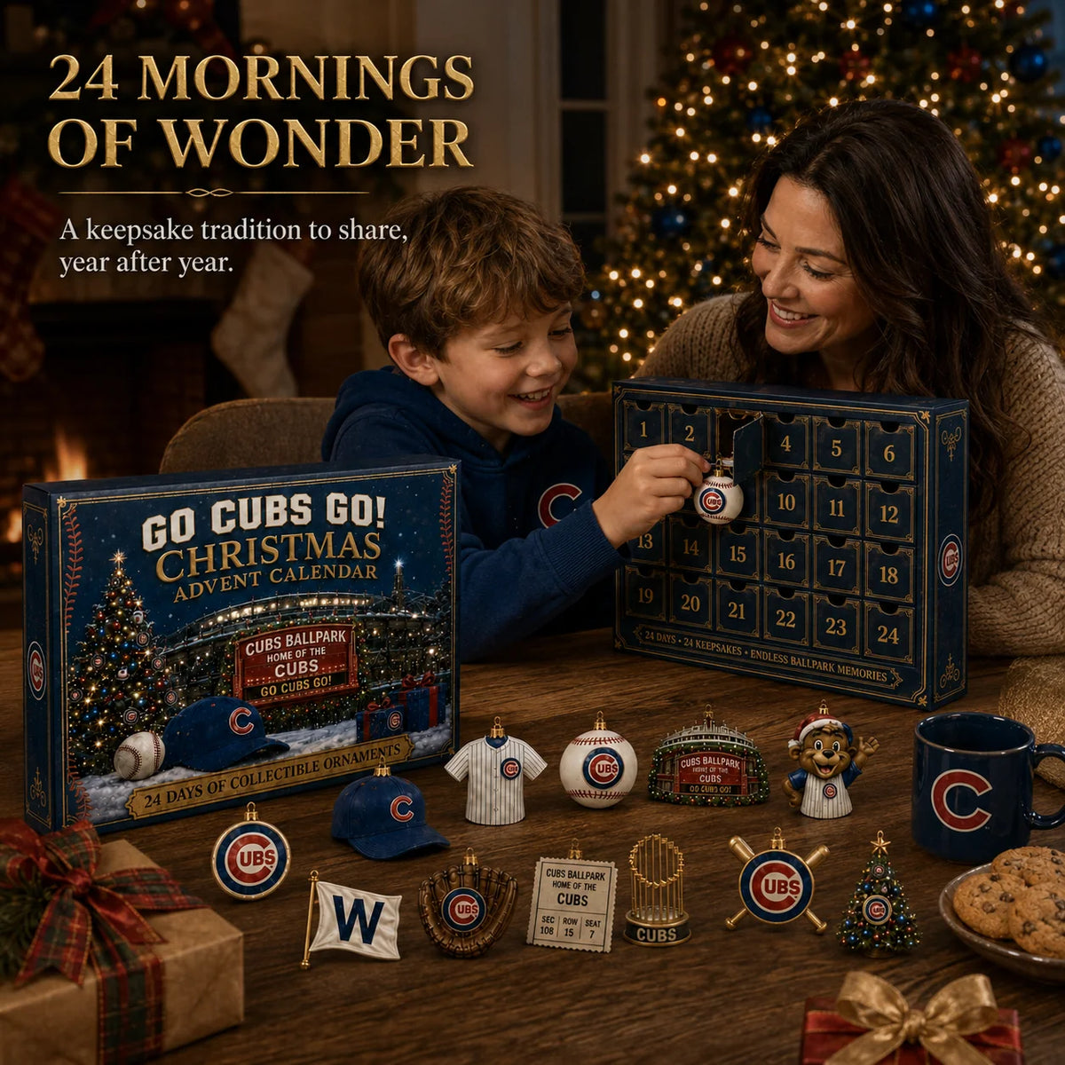 Advent Calendar Baseball 24 Collectible Ornaments