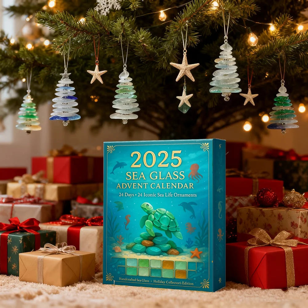 Advent Calendar Ocean-Themed Frosted Glass Ornaments Set of 24
