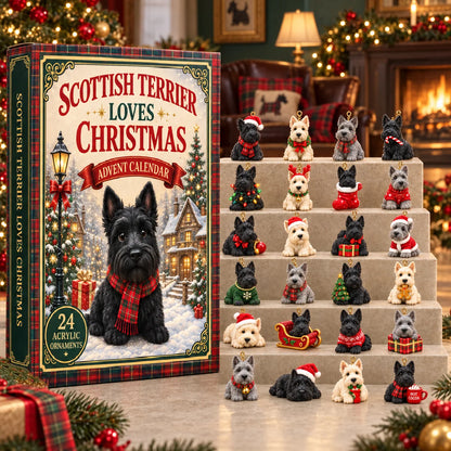 Advent Calendar Scottish Terrier 24-Day Countdown Hanging & Standing