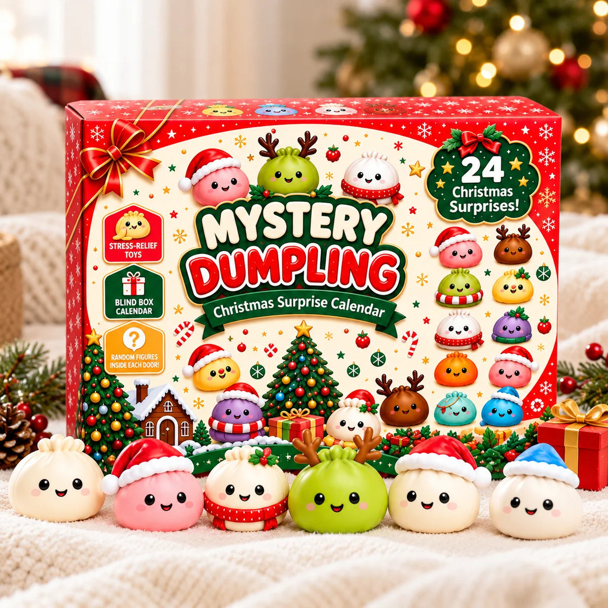 Advent Calendar Squishy Dumpling Figures 24-Day Silicone Squeezies
