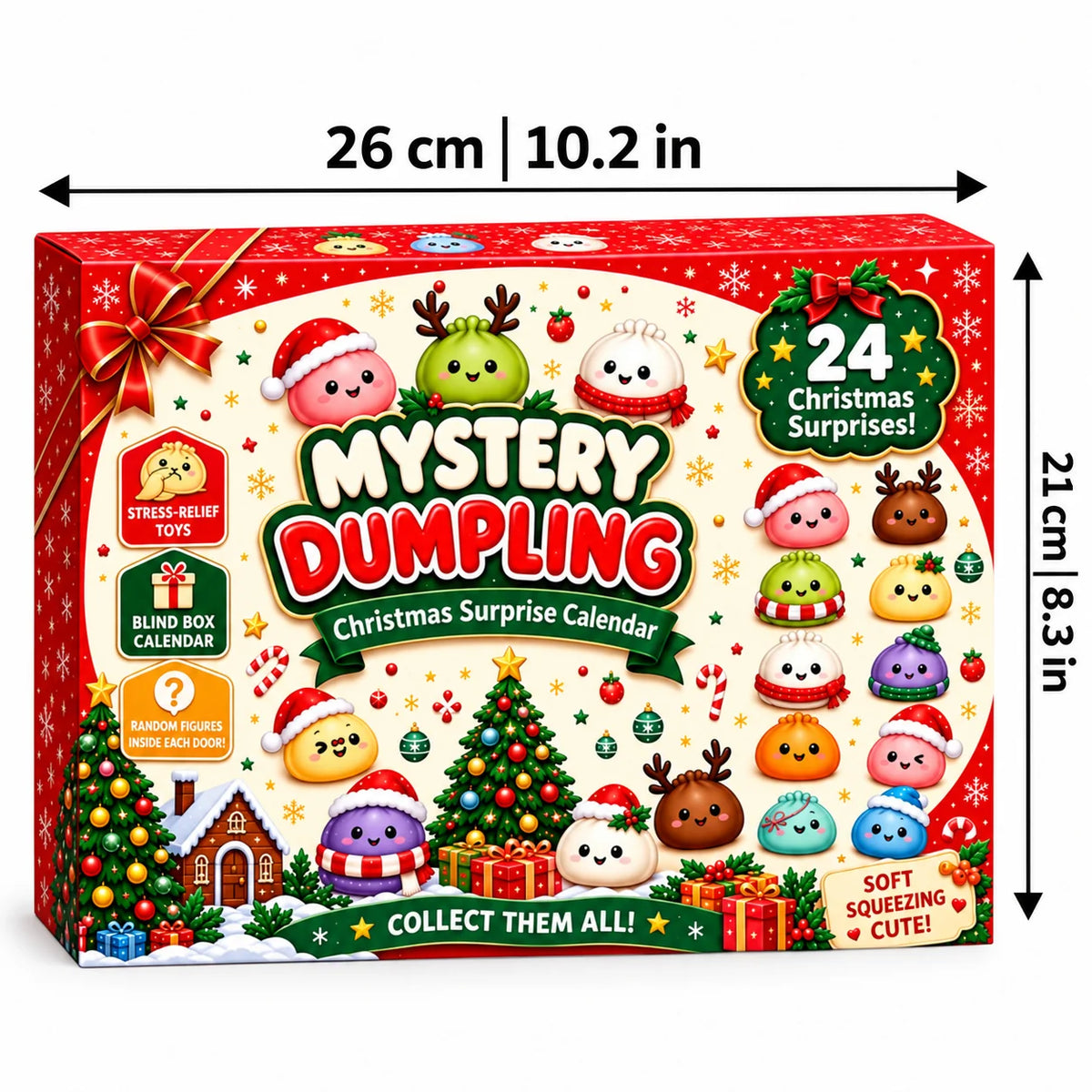 Advent Calendar Squishy Dumpling Figures 24-Day Silicone Squeezies