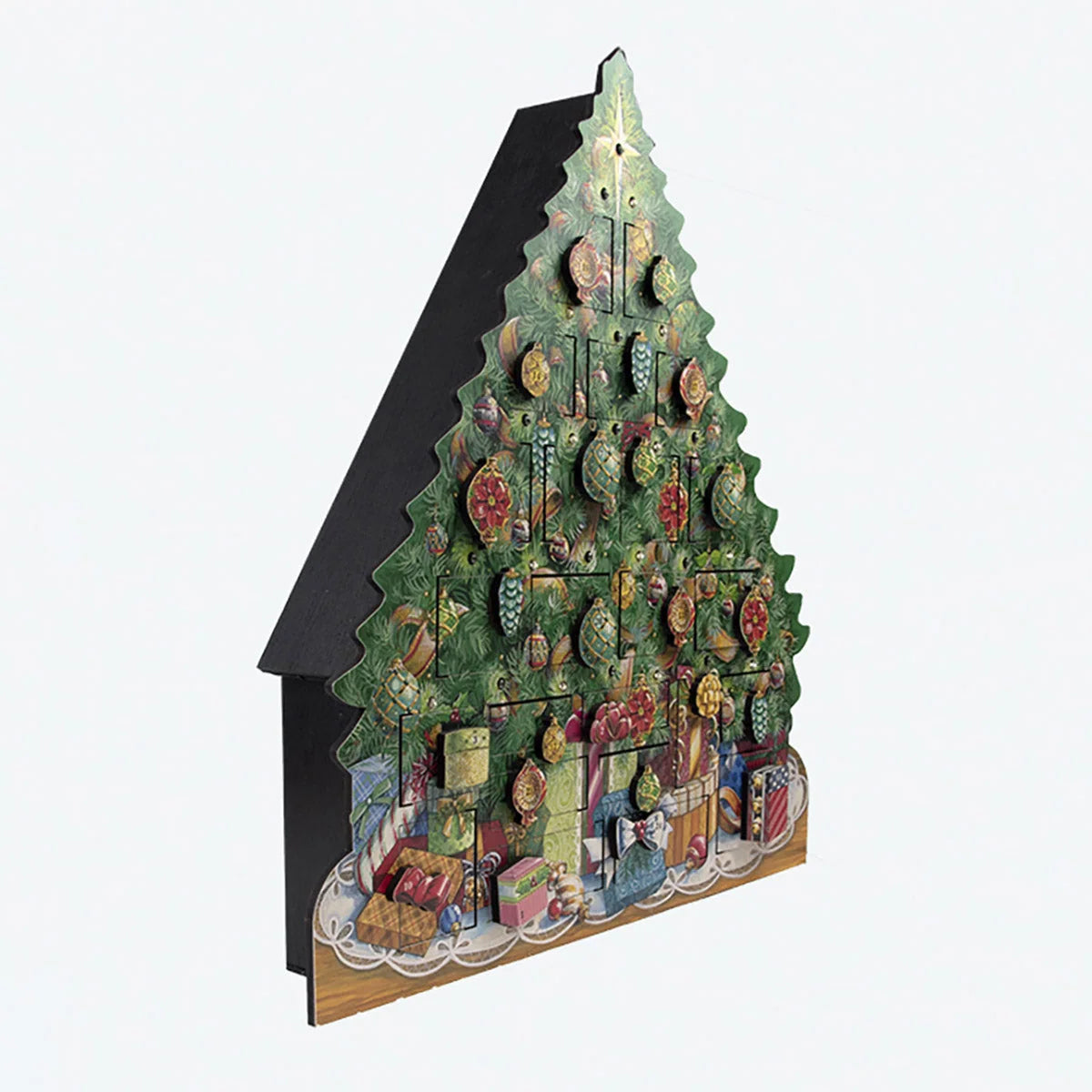 Advent Calendar Wooden Christmas Tree 24 Doors Musical Lights