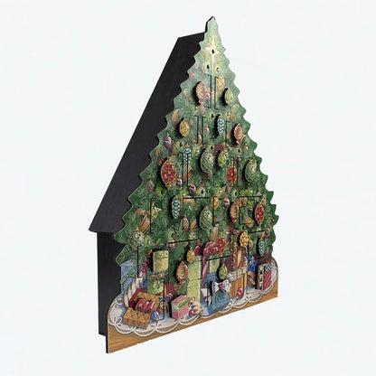 Advent Calendar Wooden Christmas Tree 24 Doors Musical Lights