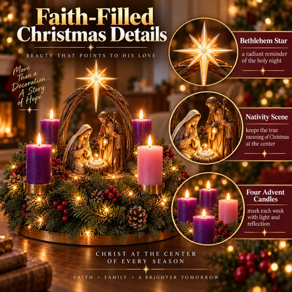 Advent Wreath Lighted Flameless Four-Candle Centerpiece