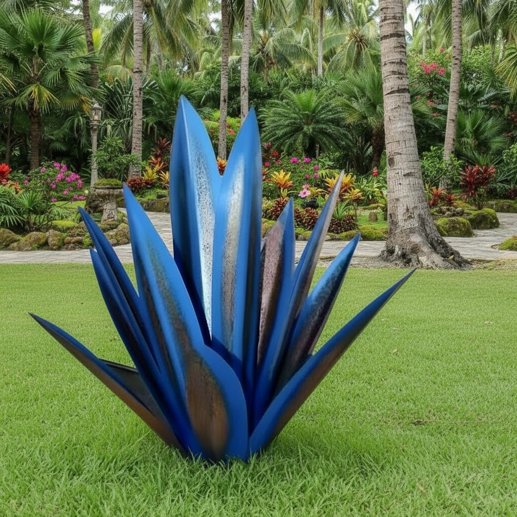 Agave Garden Sculpture Metal Weather-Resistant 3D Leaf Design