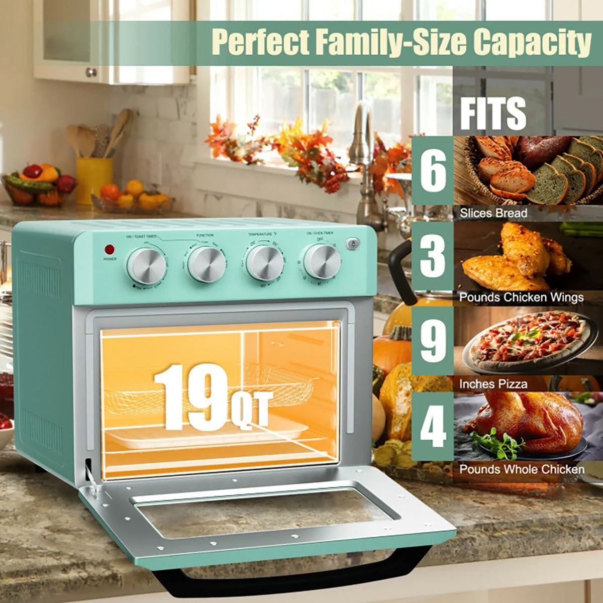 Air Fryer Toaster Oven 7-In-1 19-Quart Capacity