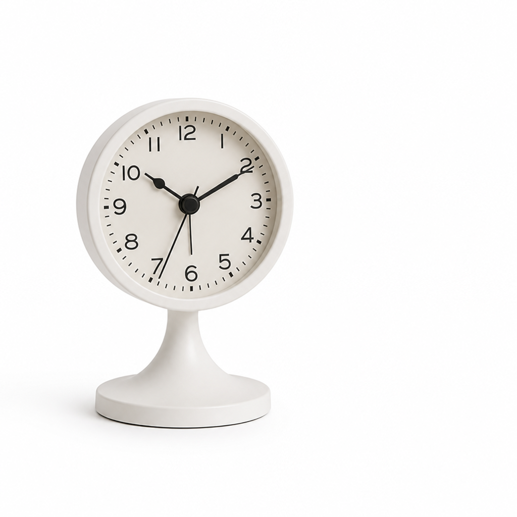 Alarm Clock Compact Metal Silent Quartz Built In Backlight