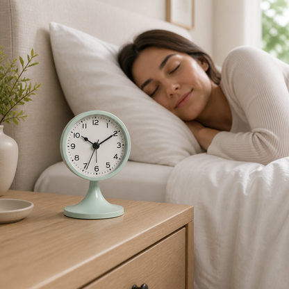 Alarm Clock Compact Metal Silent Quartz Built In Backlight