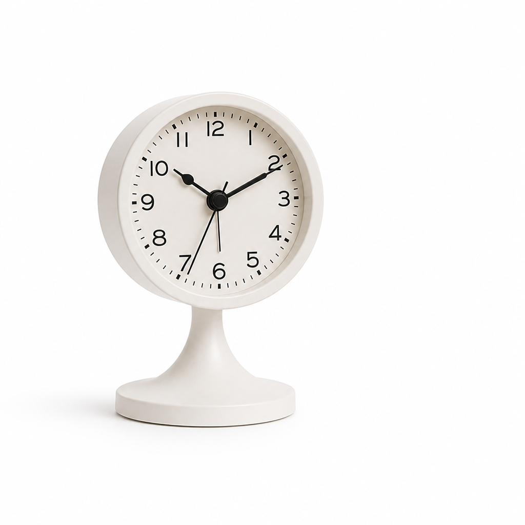 Alarm Clock Compact Metal Silent Quartz Built In Backlight