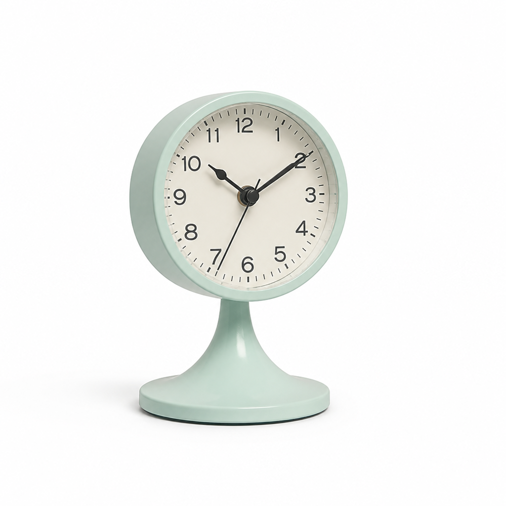 Alarm Clock Compact Metal Silent Quartz Built In Backlight