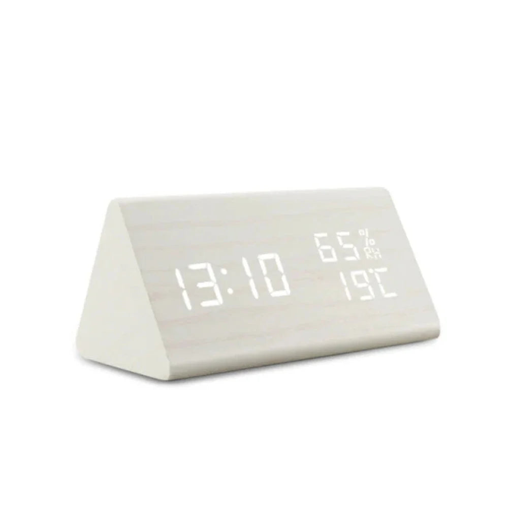 Alarm Clock Wood-Textured LED Sound-Activated