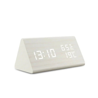 Alarm Clock Wood-Textured LED Sound-Activated