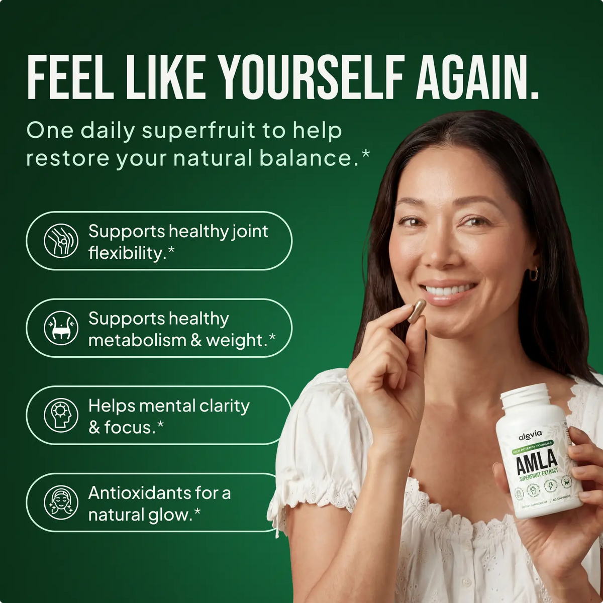 Amla Supplement Capsules Standardized Extract Stimulant-Free