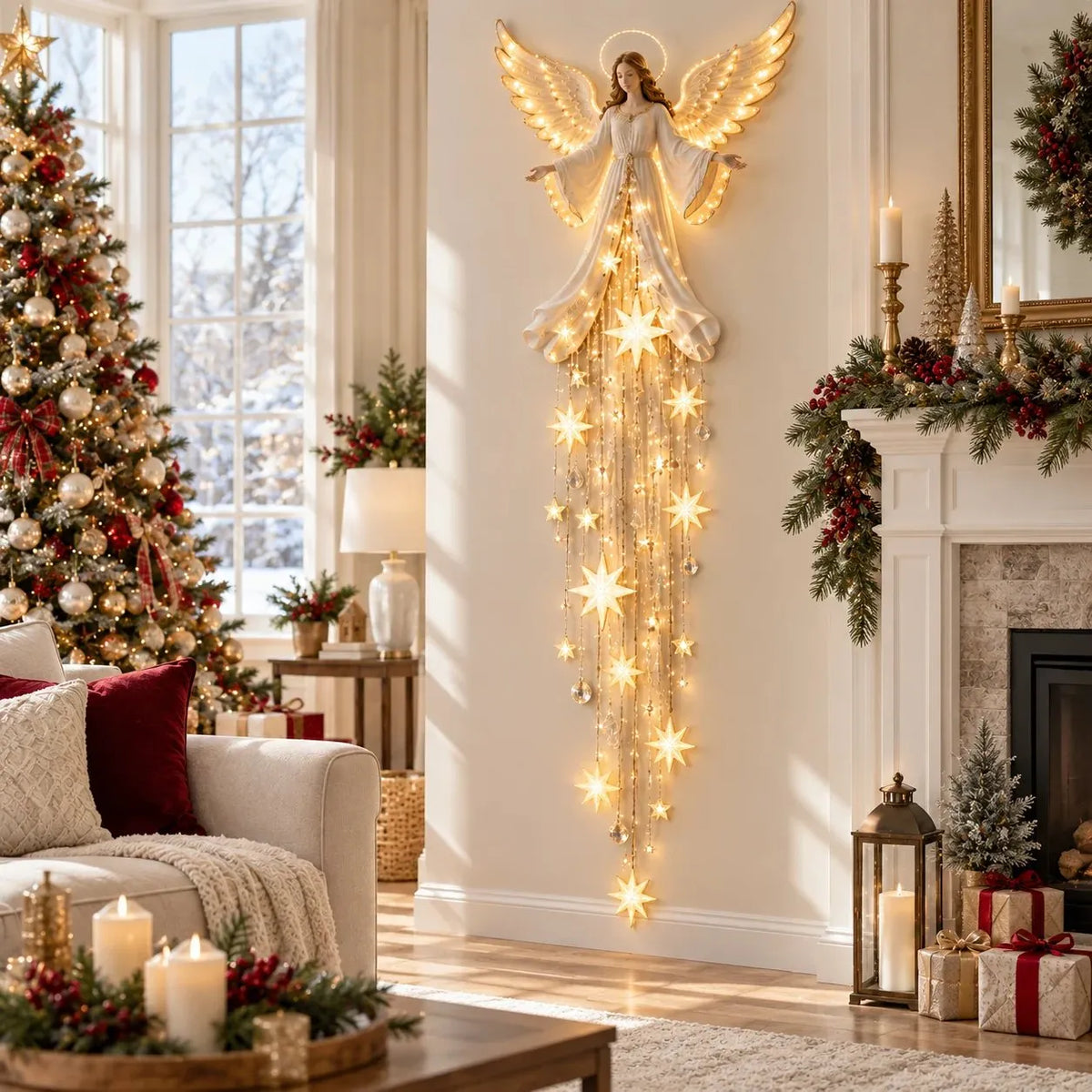 Angel Starfall Wall Light Warm Golden-White Glow