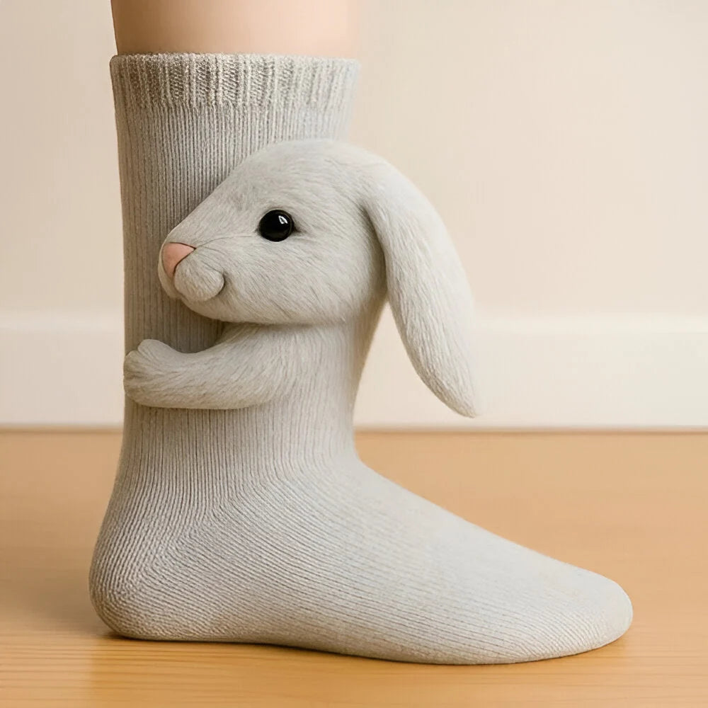 Animal Slipper Socks Plush Fleece Non-Slip Grip Soles