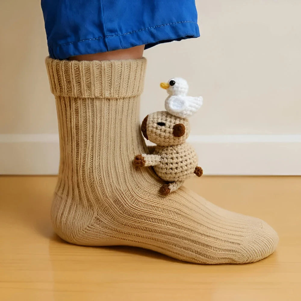 Animal Slipper Socks Plush Fleece Non-Slip Grip Soles