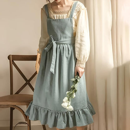 Apron Cotton Blend Cross-Back Front Pocket