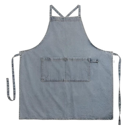 Apron Cotton Denim Adjustable Cross-Back Straps Roomy Pockets