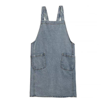 Apron Cotton Denim Two Front Pockets Machine Washable