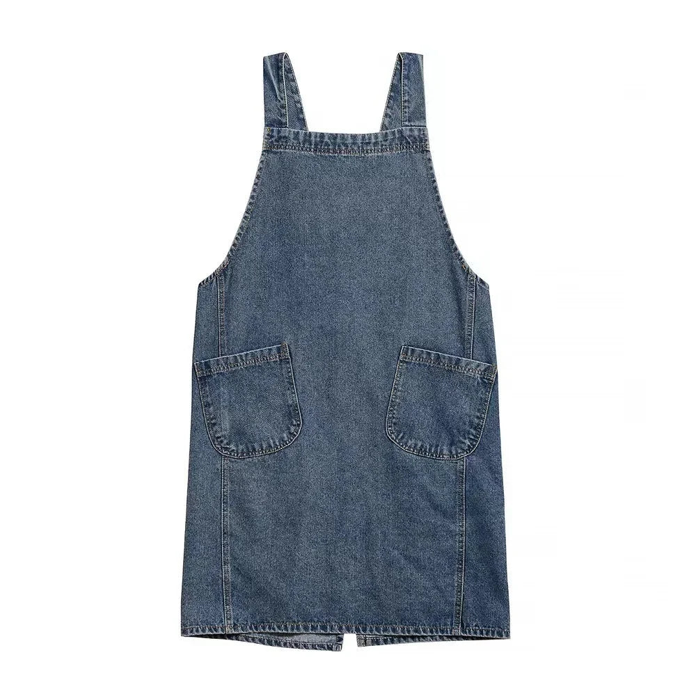 Apron Cotton Denim Two Front Pockets Machine Washable