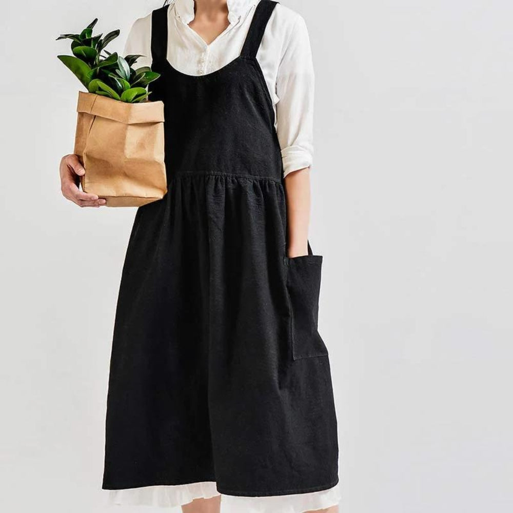 Apron Cross-Back 100% Cotton Front Pockets