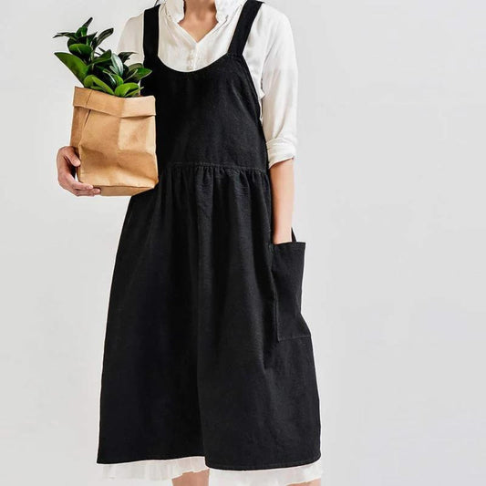 Apron Cross-Back 100% Cotton Front Pockets