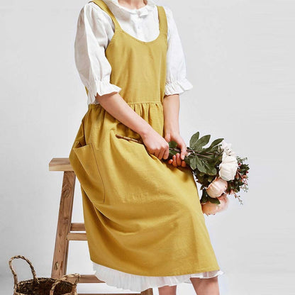 Apron Cross-Back 100% Cotton Front Pockets