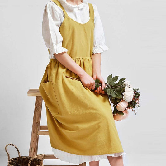 Apron Cross-Back 100% Cotton Front Pockets