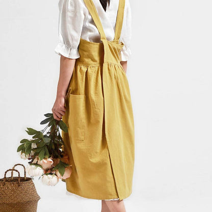 Apron Cross-Back 100% Cotton Front Pockets