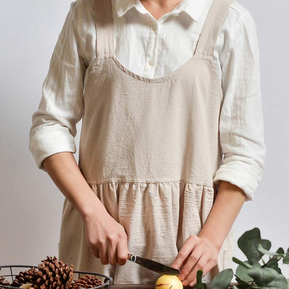 Apron Cross-Back 100% Cotton Front Pockets