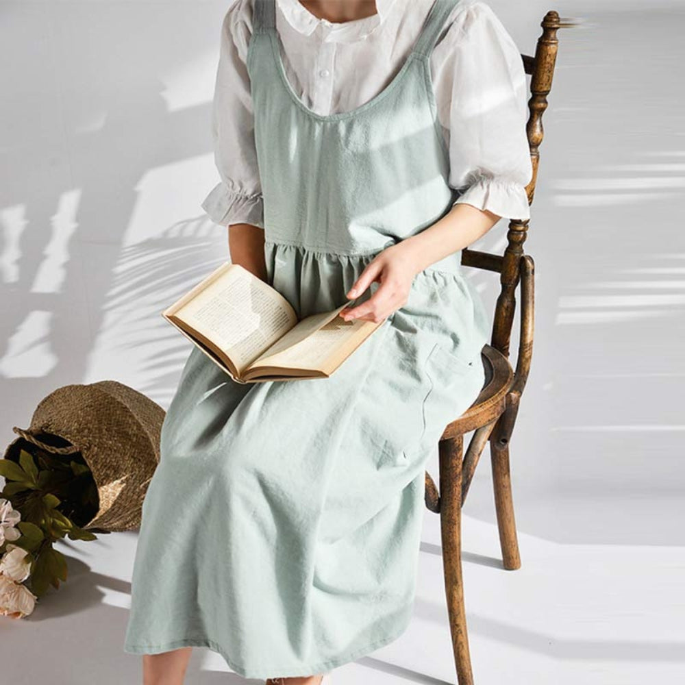 Apron Cross-Back 100% Cotton Front Pockets