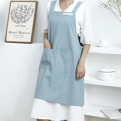 Apron Cross-Back Breathable Cotton Two Pockets