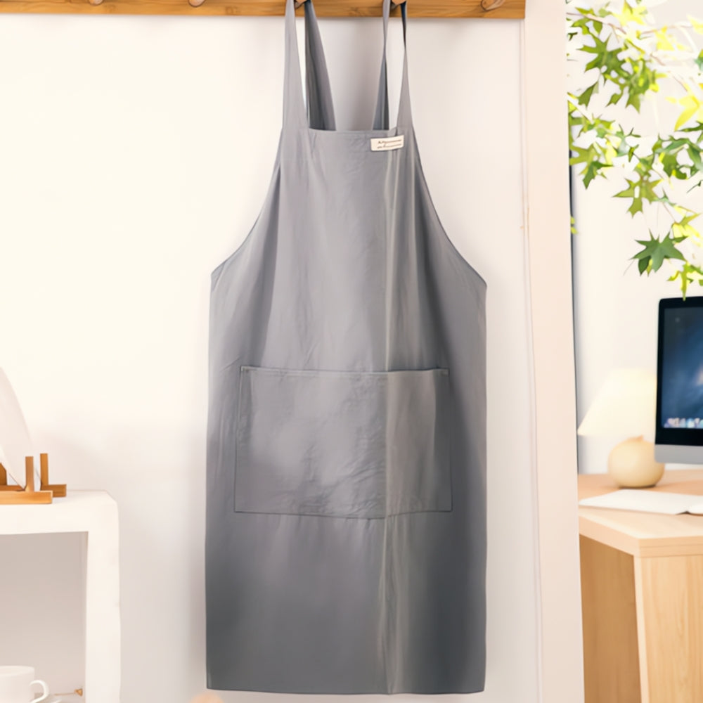 Apron Cross-Back Breathable Cotton Two Pockets
