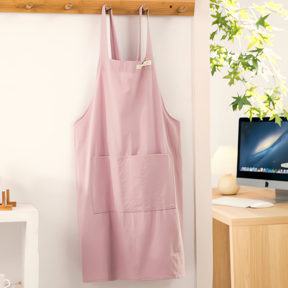 Apron Cross-Back Breathable Cotton Two Pockets
