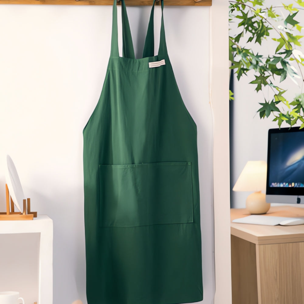 Apron Cross-Back Breathable Cotton Two Pockets