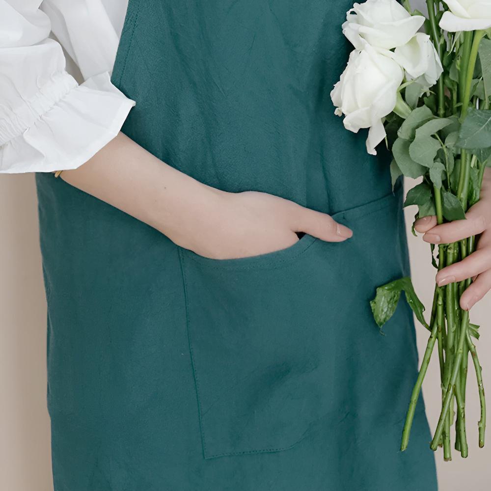 Apron Cross-Back Breathable Cotton Two Pockets