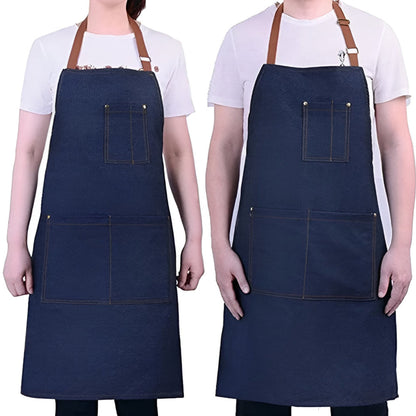 Apron Denim Adjustable Neck Strap Spacious Front Pocket