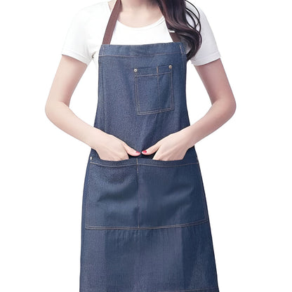 Apron Denim Adjustable Neck Strap Spacious Front Pocket