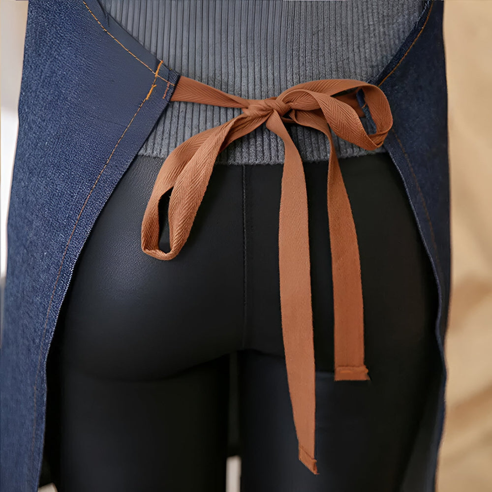 Apron Denim Adjustable Neck Strap Spacious Front Pocket