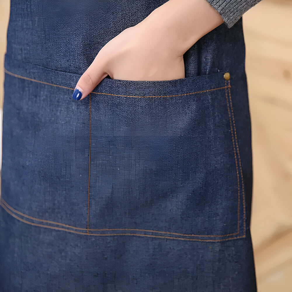 Apron Denim Adjustable Neck Strap Spacious Front Pocket