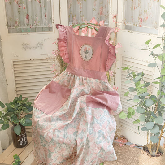 Apron Floral Ruffle Machine-Washable One Size