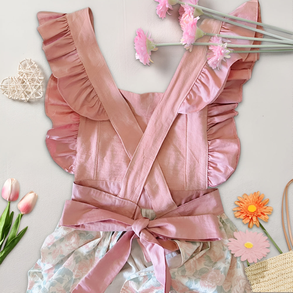 Apron Floral Ruffle Machine-Washable One Size