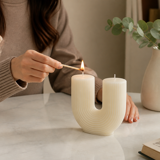 Aromatherapy Scented Soy Wax U-Shaped Candle (8.5 x 8 x 3.5 cm)