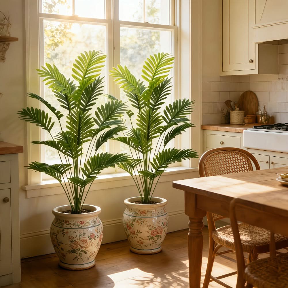 Artificial Palm Leaf Stem Realistic Flexible 43.3-Inch Length