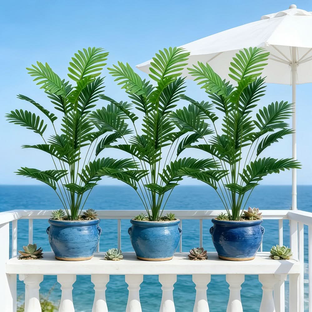 Artificial Palm Leaf Stem Realistic Flexible 43.3-Inch Length