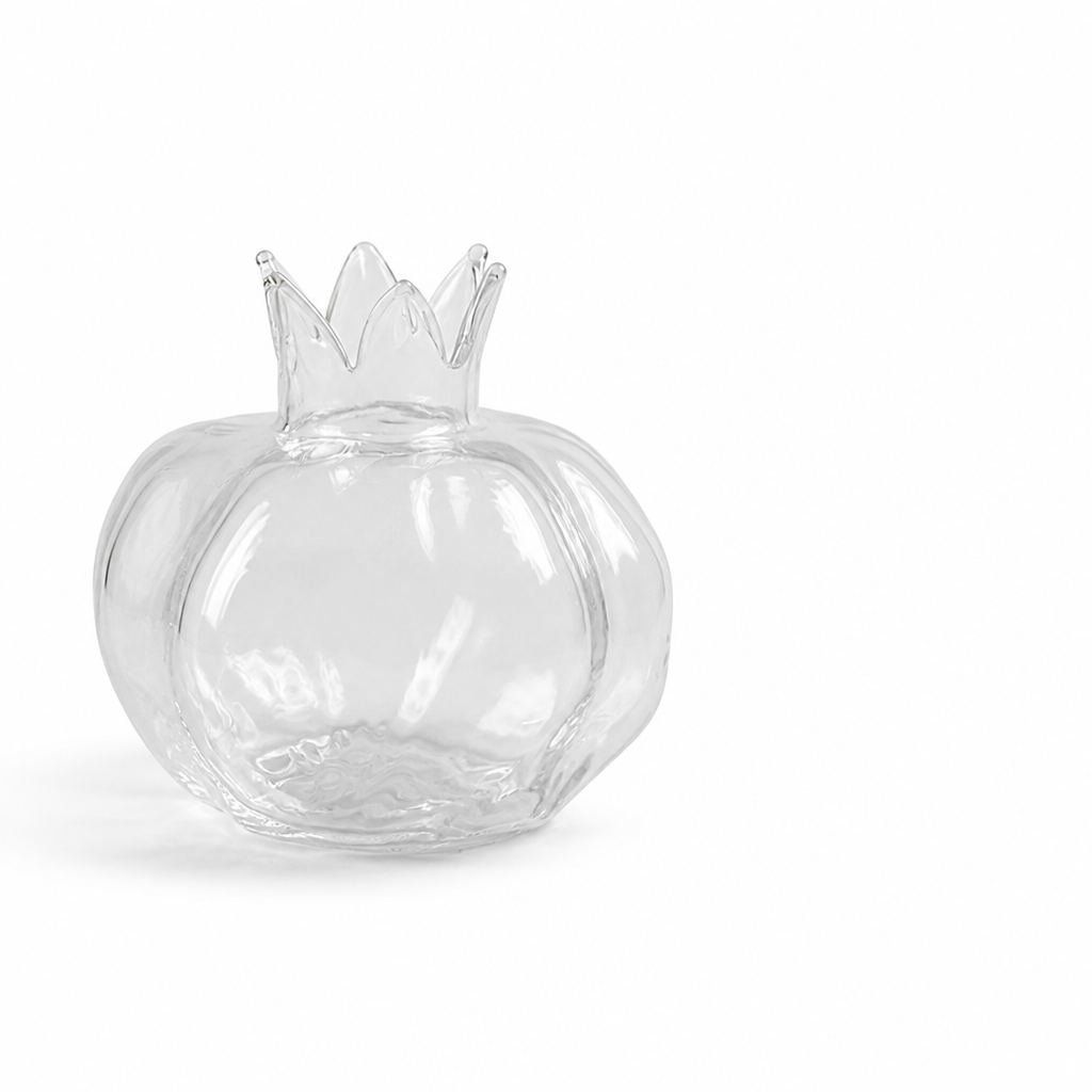 Assorted Glass Home Decor Vase (Pomegranate, Ribbed, House)