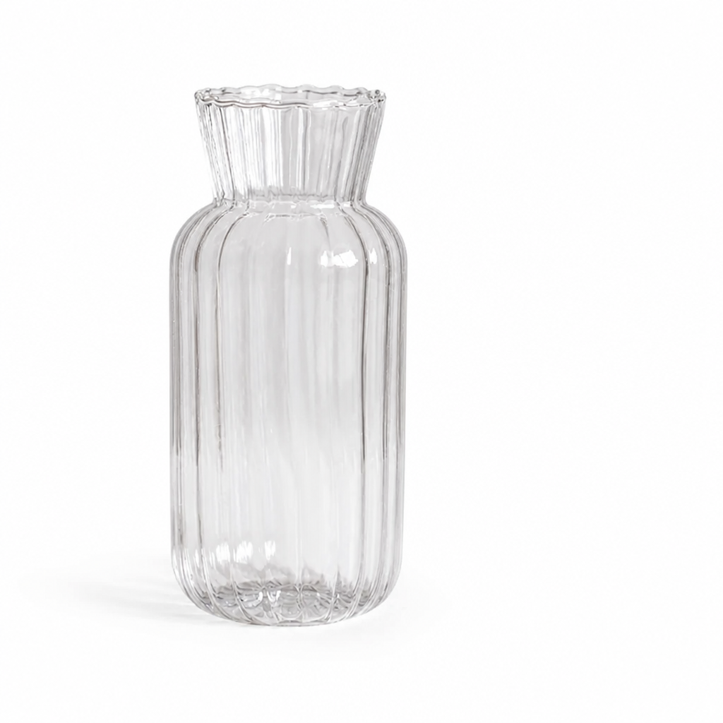 Assorted Glass Home Decor Vase (Pomegranate, Ribbed, House)