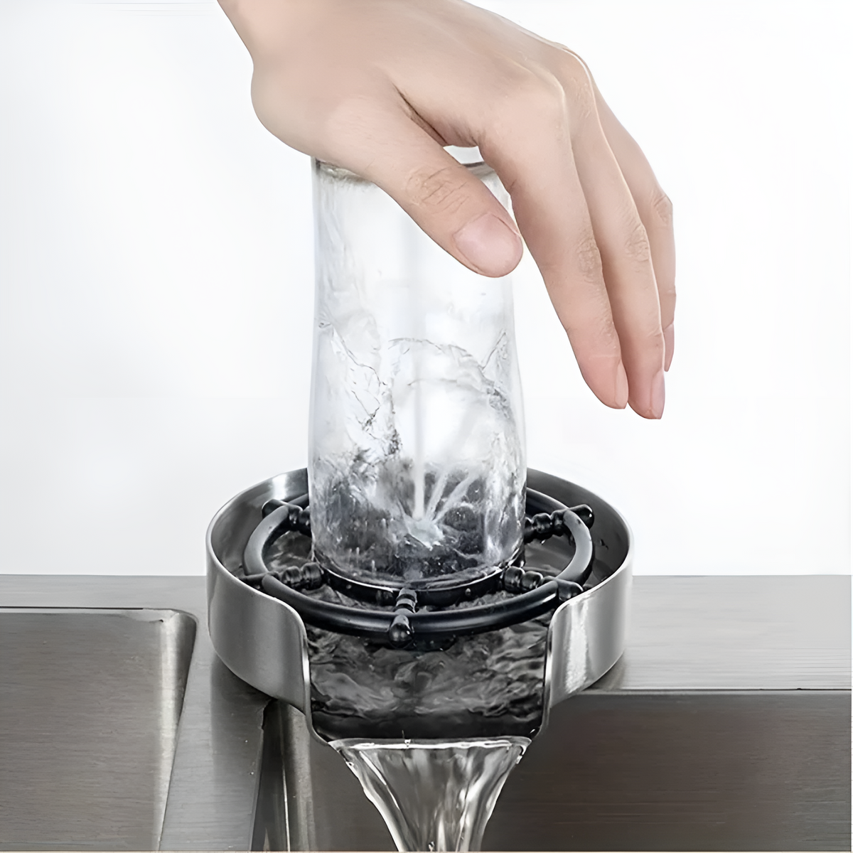 Automatic Glass Rinser Hands-Free High-Pressure Stainless Steel