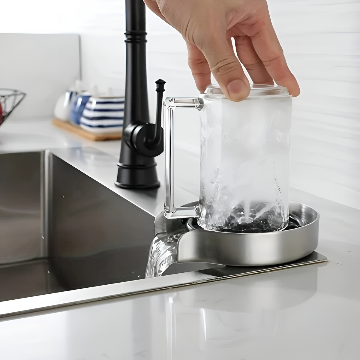 Automatic Glass Rinser Hands-Free High-Pressure Stainless Steel