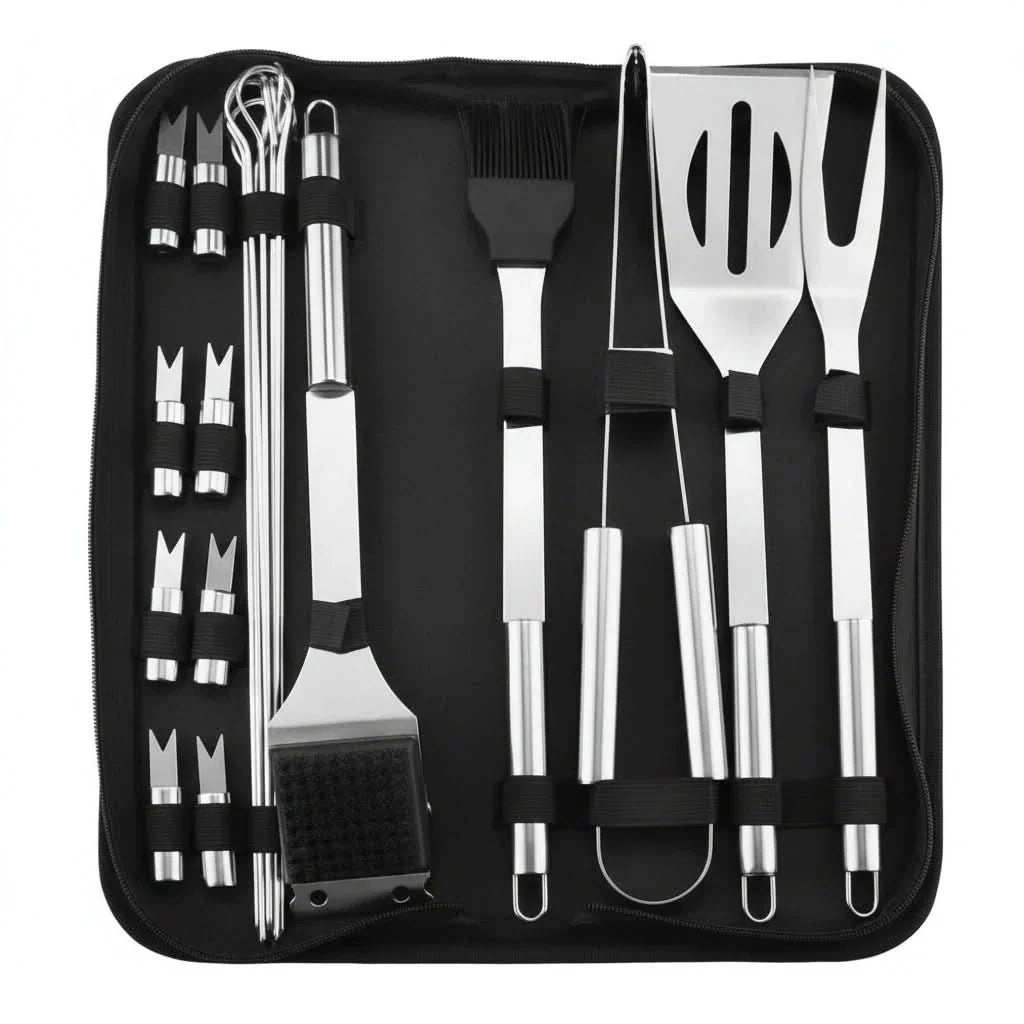 BBQ Tool Set Stainless Steel Heat-Resistant With Carry Bag